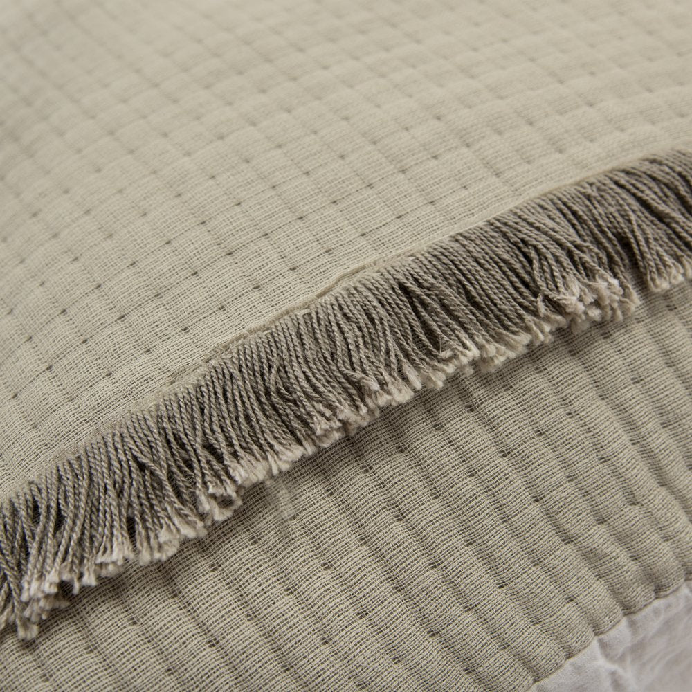 Natural Checkered Queen Quilt HomeRoots