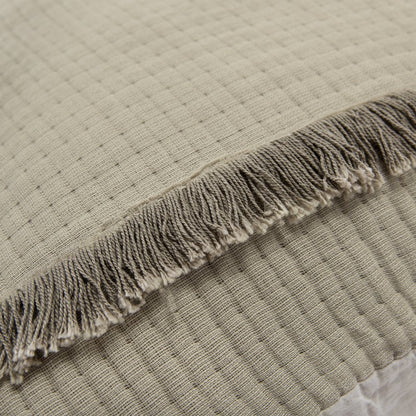 Natural Checkered Queen Quilt HomeRoots