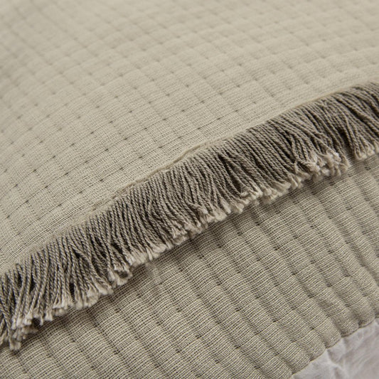Natural Checkered Queen Quilt HomeRoots