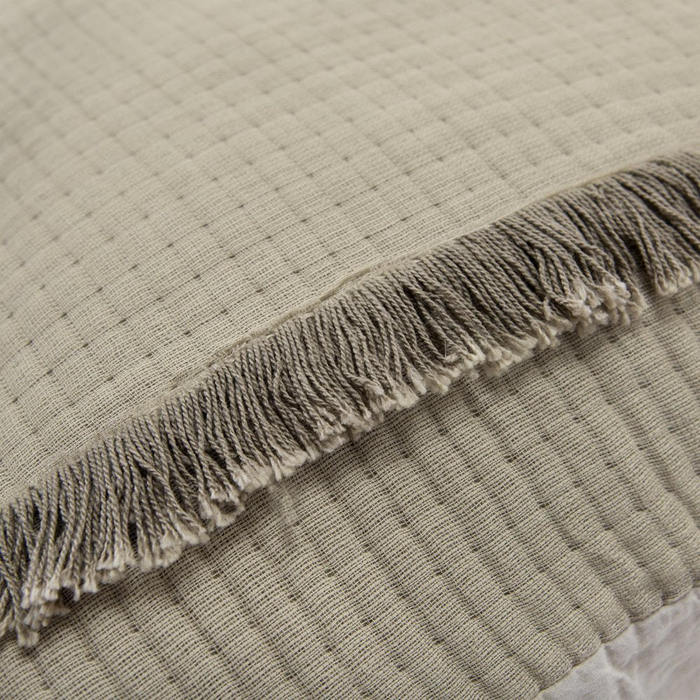 Natural Checkered Queen Quilt HomeRoots
