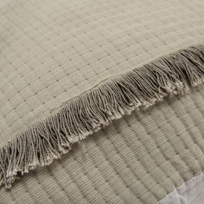 Natural Checkered Queen Quilt HomeRoots