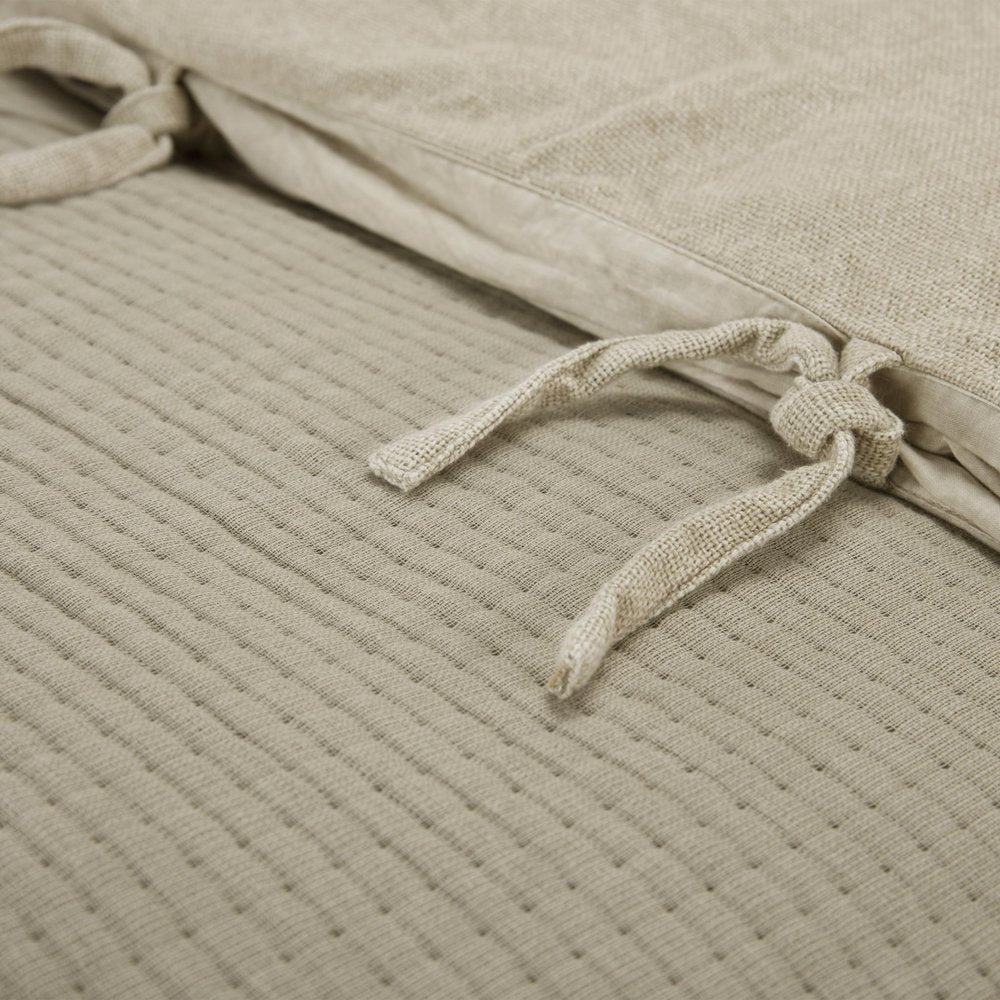 Natural Checkered Queen Quilt HomeRoots
