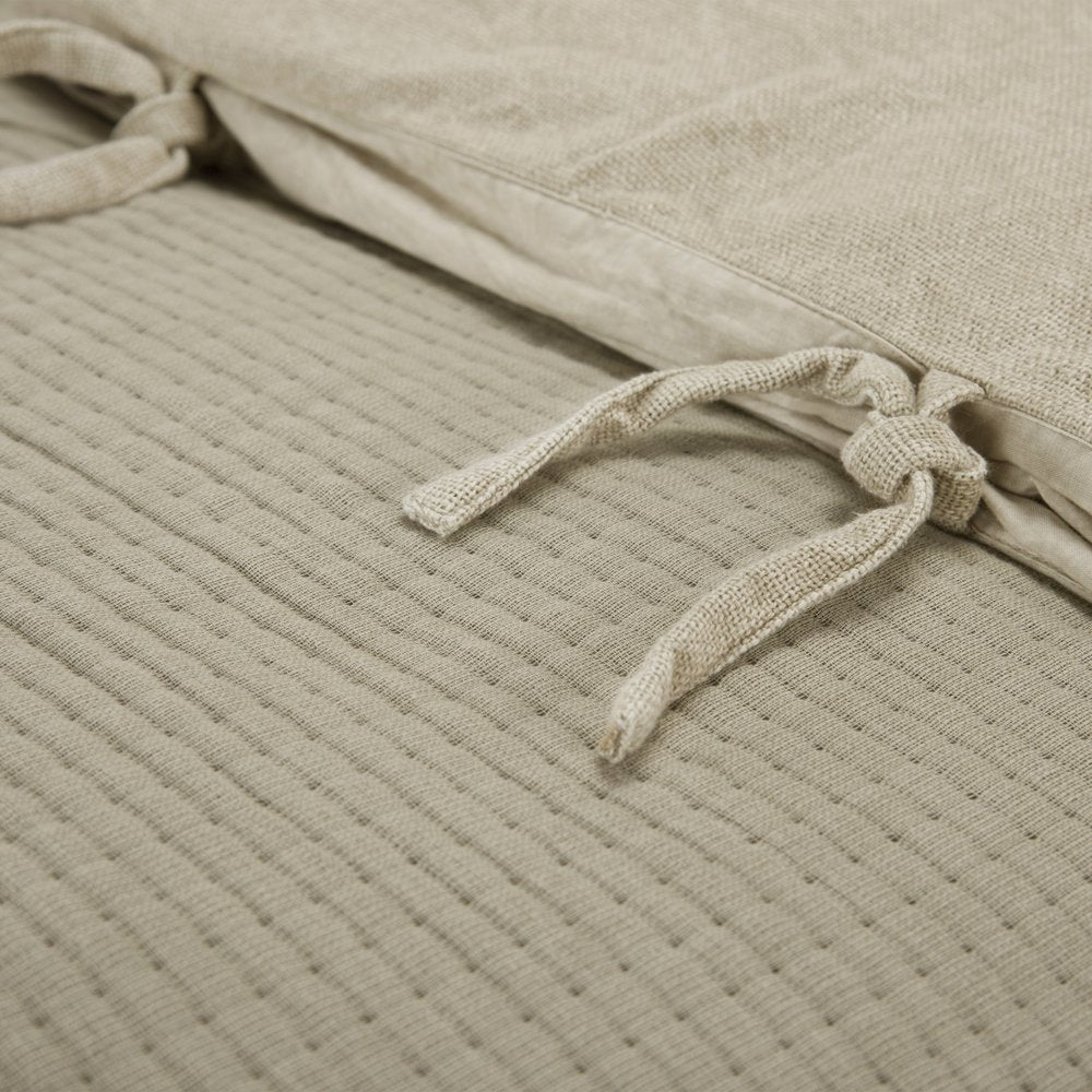 Natural Checkered Queen Quilt HomeRoots