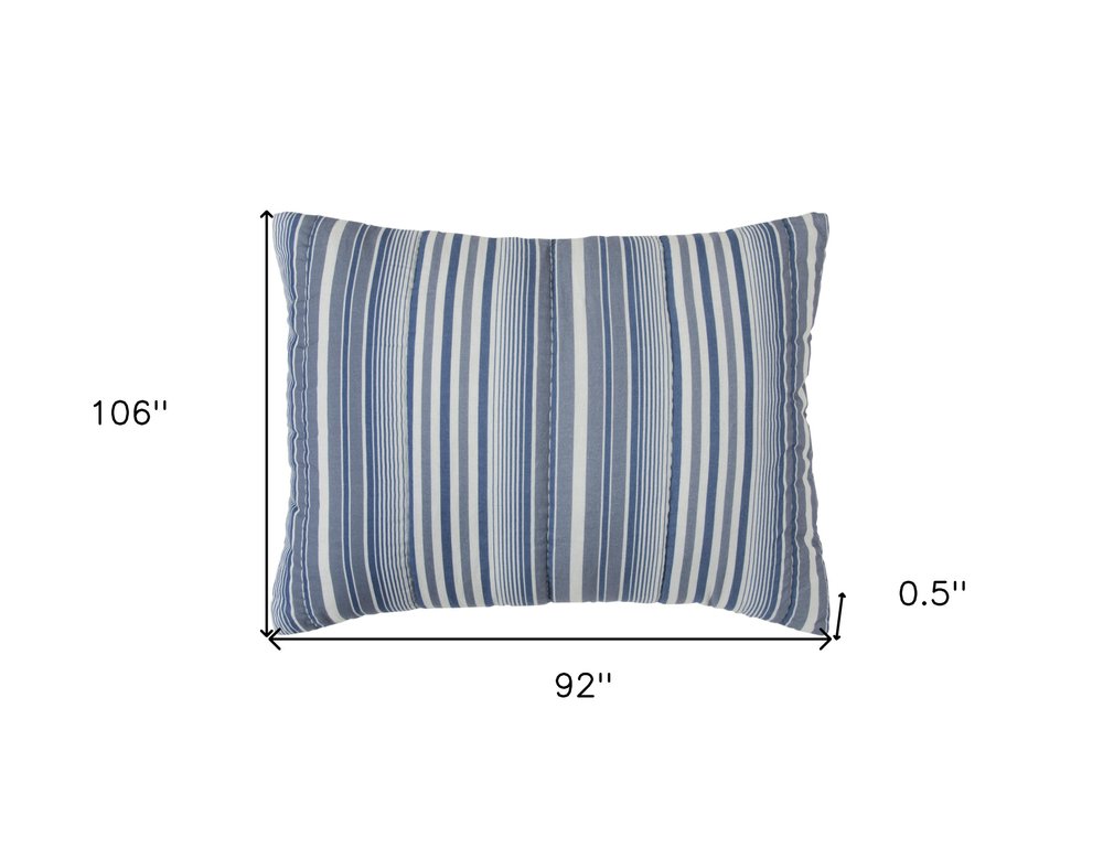 Blue And White Striped King Quilt HomeRoots