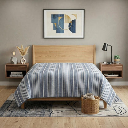 Blue And White Striped King Quilt HomeRoots