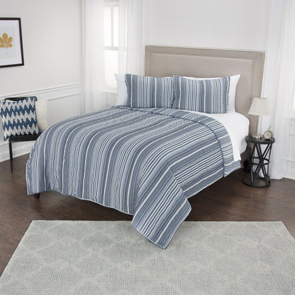 Blue And White Striped King Quilt HomeRoots