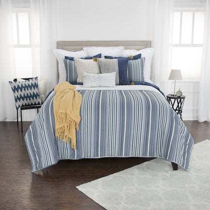 Blue And White Striped King Quilt HomeRoots