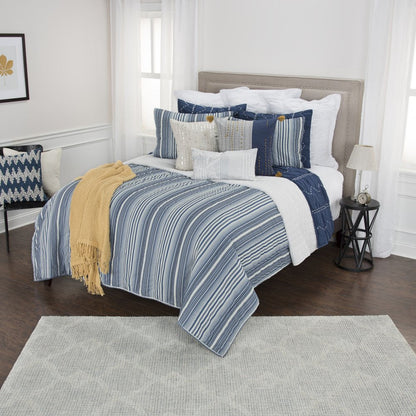 Blue And White Striped King Quilt HomeRoots