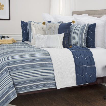 Blue And White Striped King Quilt HomeRoots