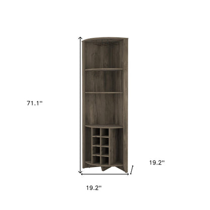 71" Dark Brown Wood Corner Bar Cabinet HomeRoots