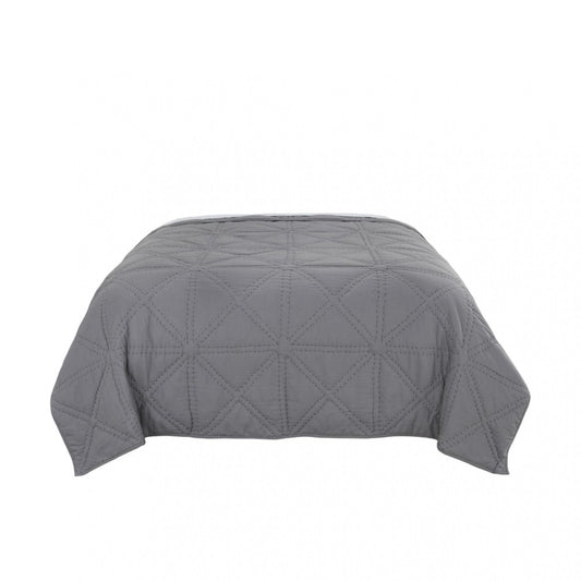 Gray Geometric King Quilt HomeRoots