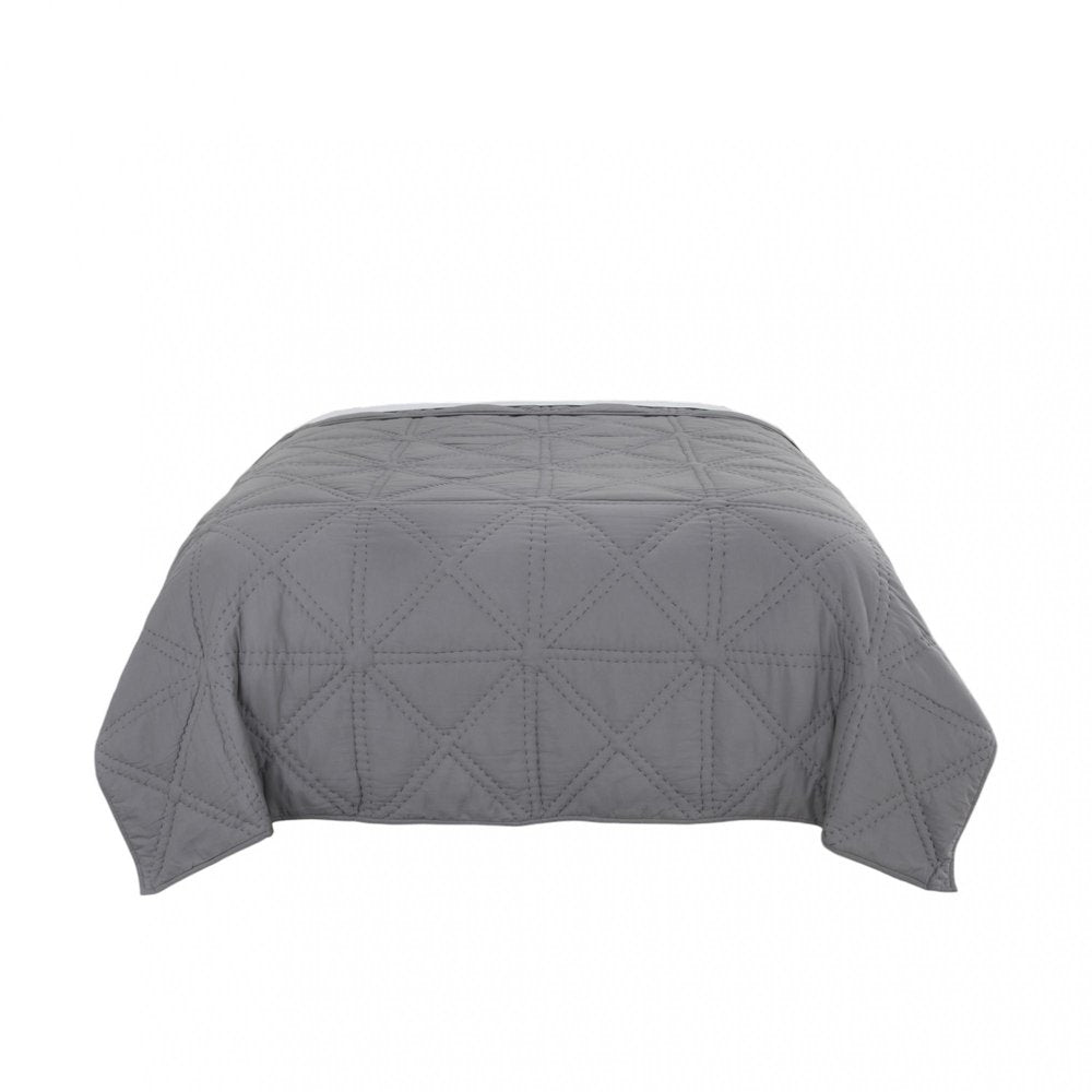 Gray Geometric King Quilt HomeRoots