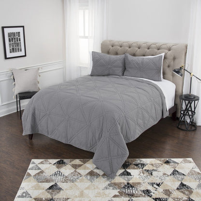 Gray Geometric King Quilt HomeRoots
