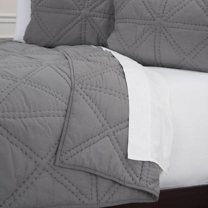 Gray Geometric King Quilt HomeRoots