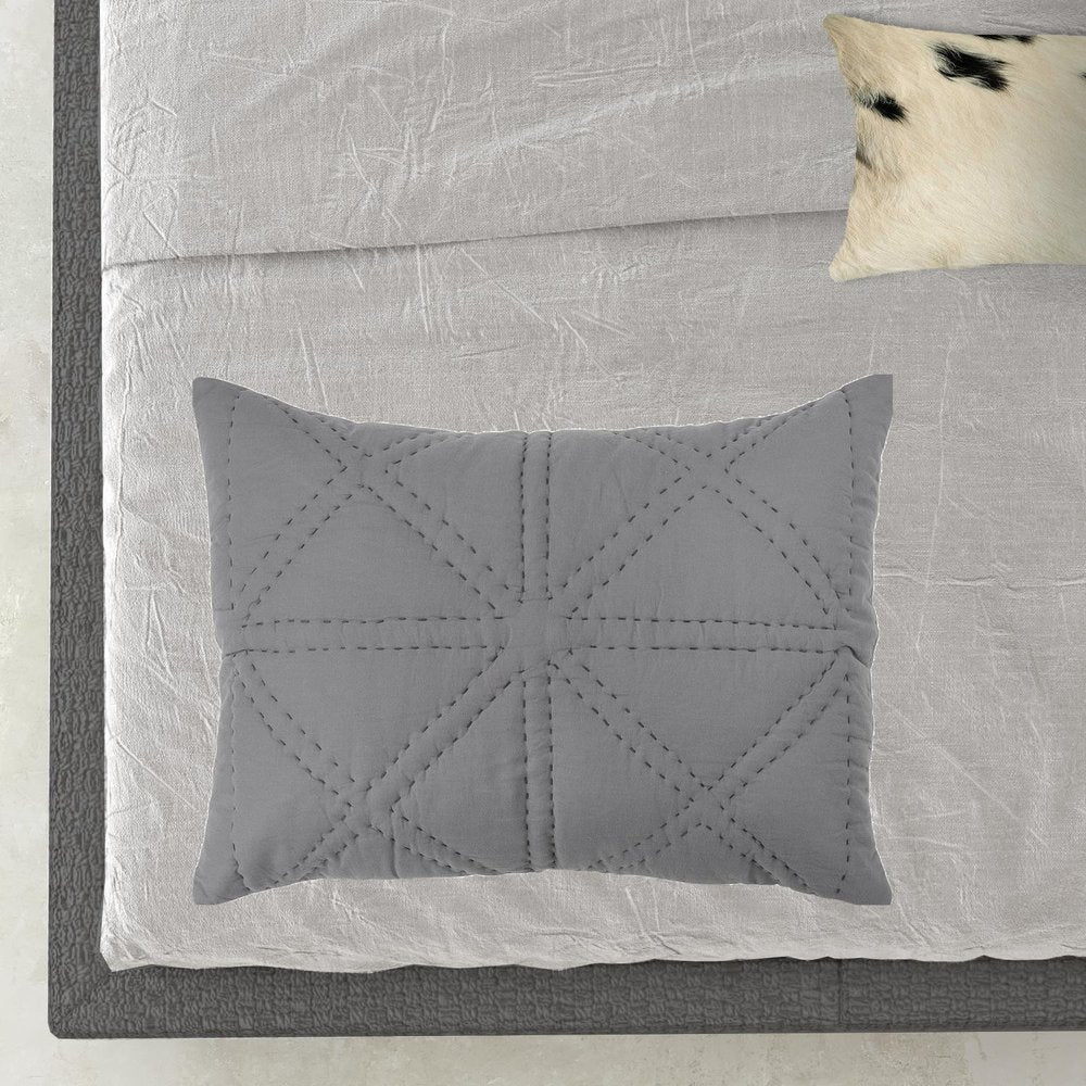 Gray Geometric King Quilt HomeRoots