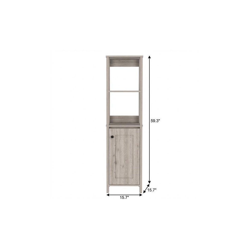 16" Light Gray Wood Freestanding Single Door Bathroom Vanity — view 6