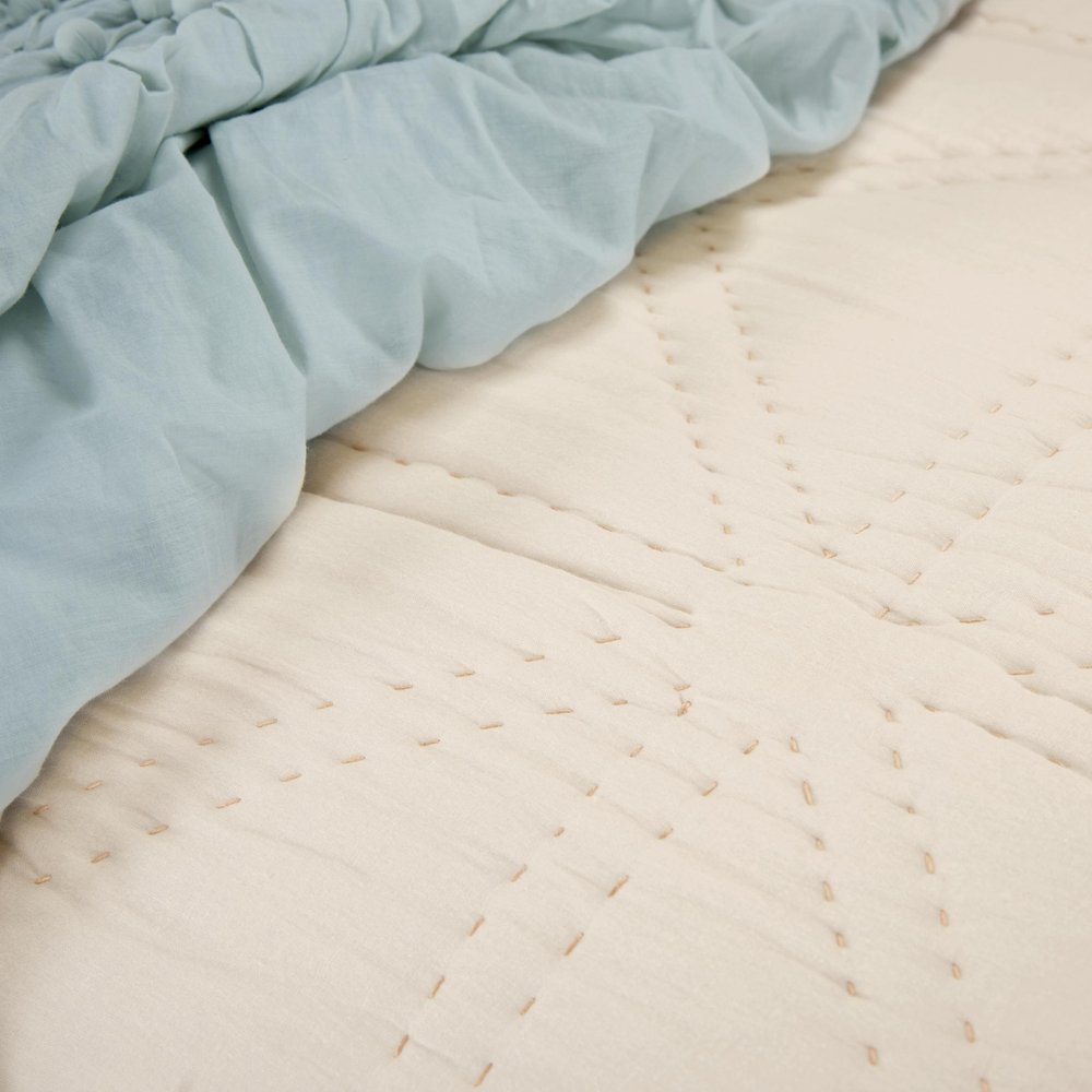 Set of Three Ivory Geometric Queen Quilt HomeRoots