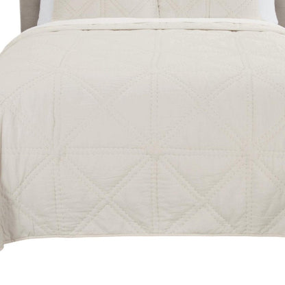 Set of Three Ivory Geometric Queen Quilt HomeRoots