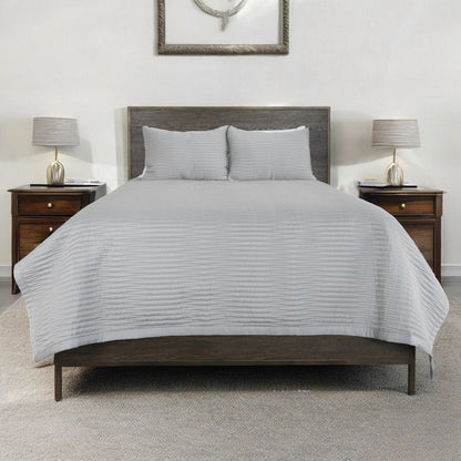 Set of Three Gray Geometric King Quilt HomeRoots