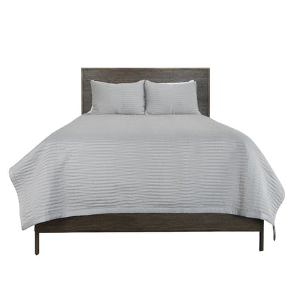 Set of Three Gray Geometric King Quilt HomeRoots