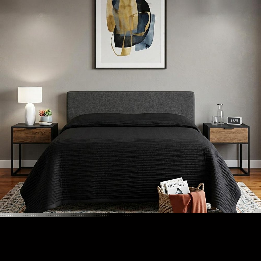 Black Geometric King Quilt HomeRoots