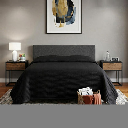 Black Geometric King Quilt HomeRoots