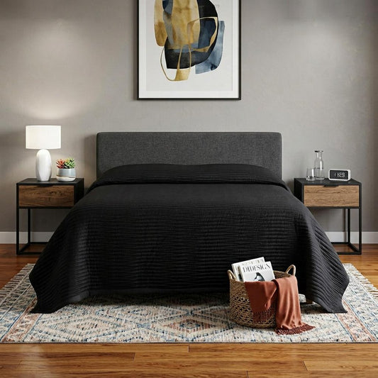 Black Geometric King Quilt HomeRoots
