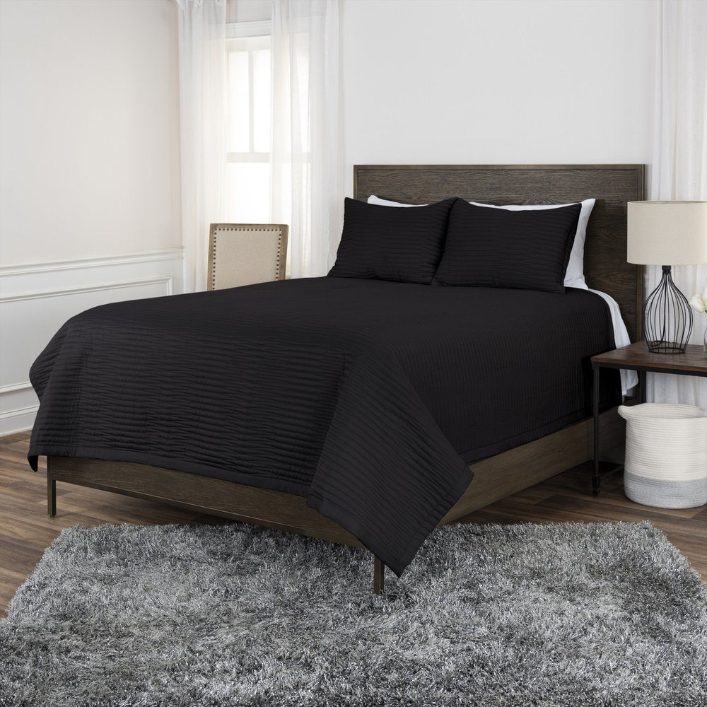 Black Geometric King Quilt HomeRoots