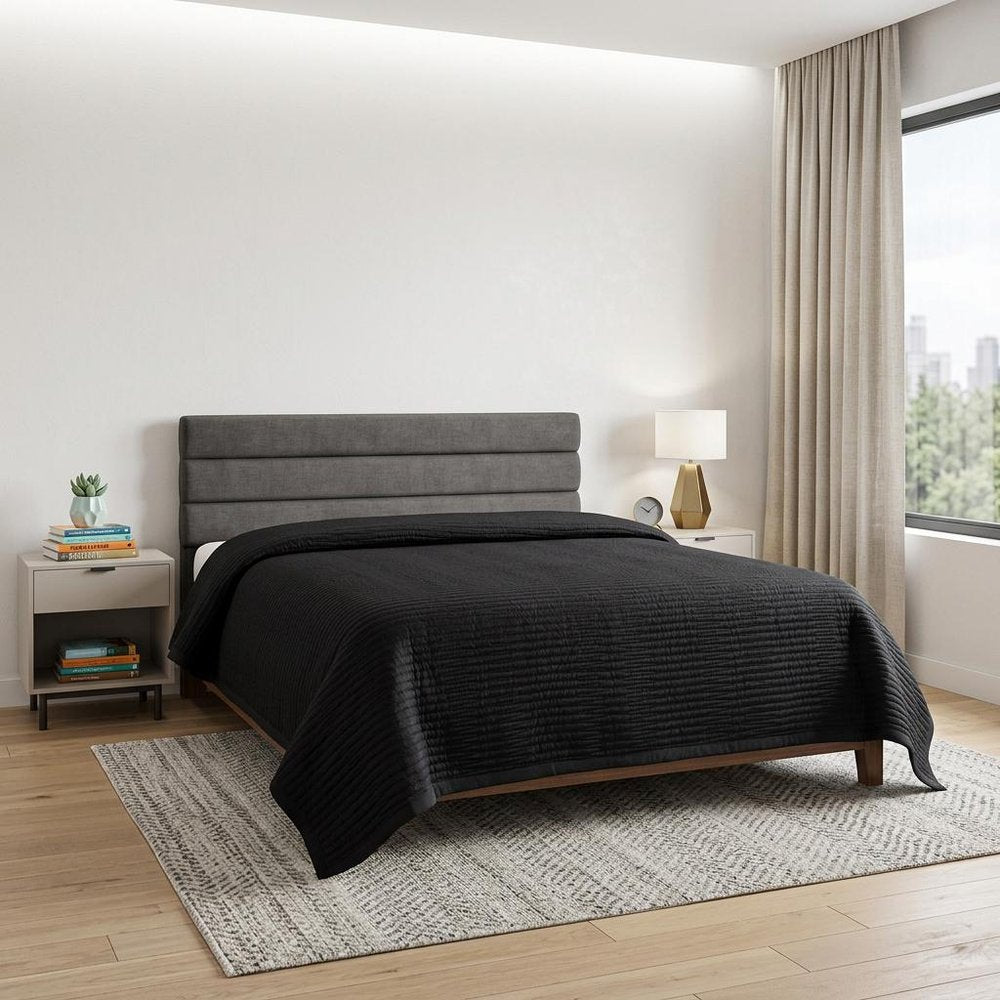Black Geometric Queen Quilt HomeRoots