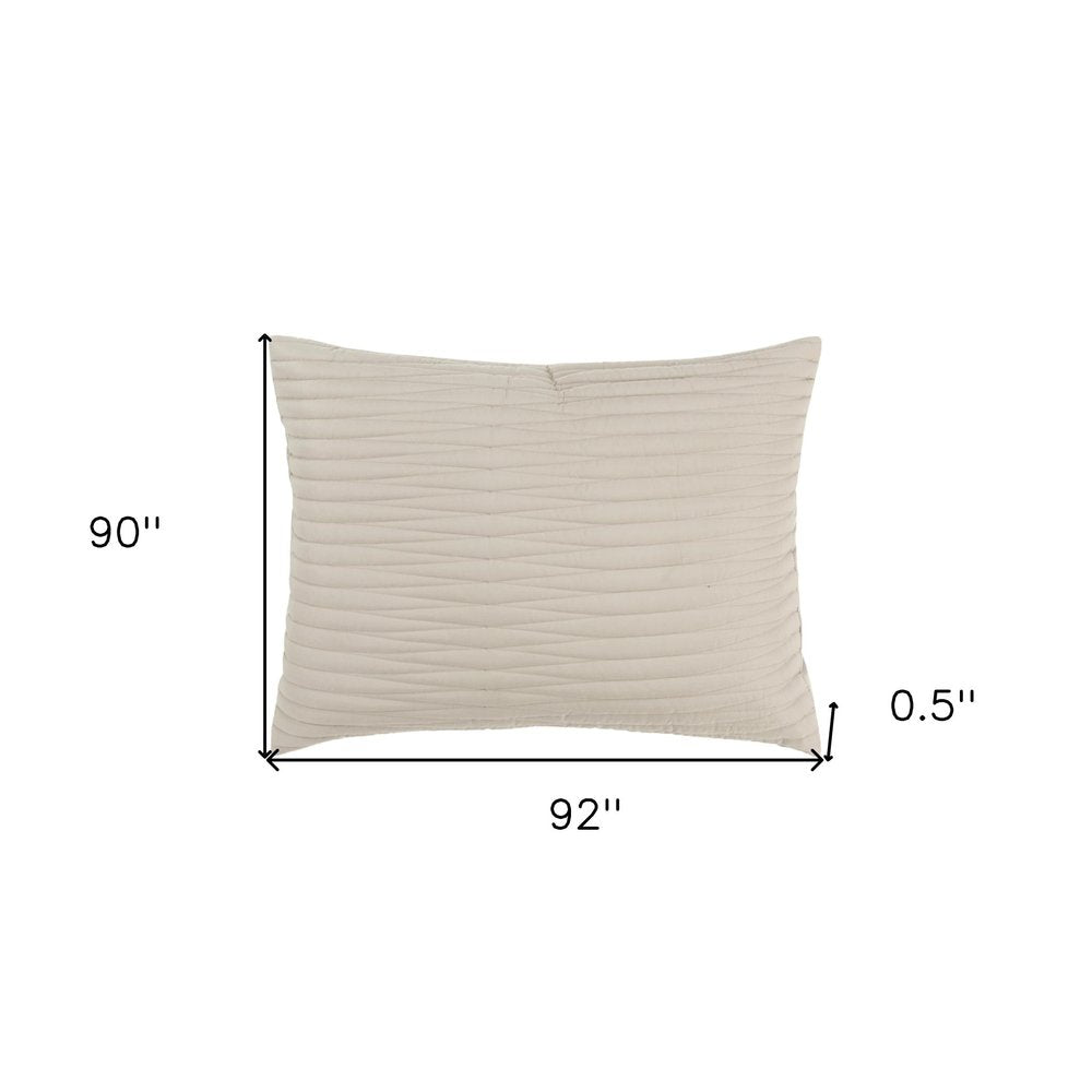 92" X 90" Natural Geometric Cotton Quilt — view 4