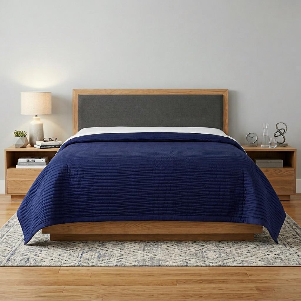 Indigo Geometric Queen Quilt HomeRoots