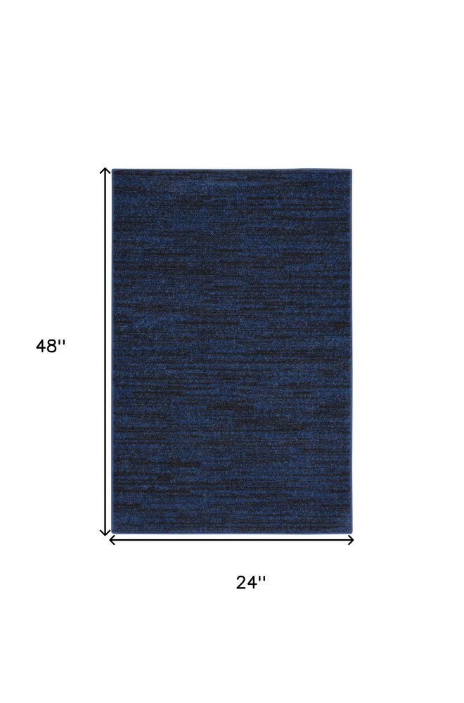 2' X 4' Midnight Blue Stain Resistant Indoor Outdoor Area Rug — view 2