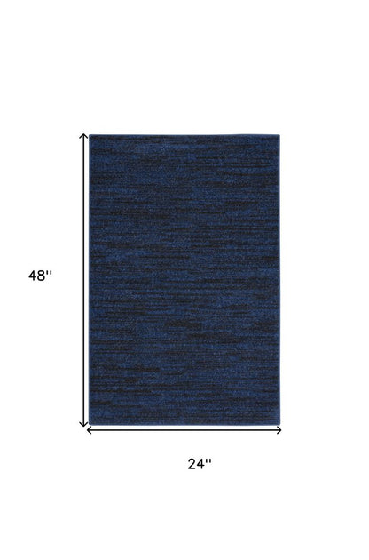 2' X 4' Midnight Blue Stain Resistant Indoor Outdoor Area Rug HomeRoots