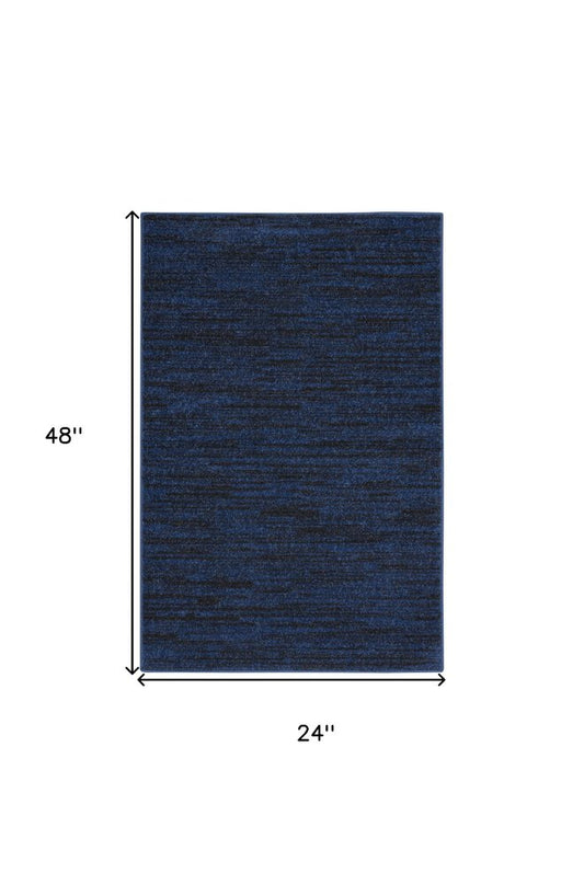 2' X 4' Midnight Blue Stain Resistant Indoor Outdoor Area Rug