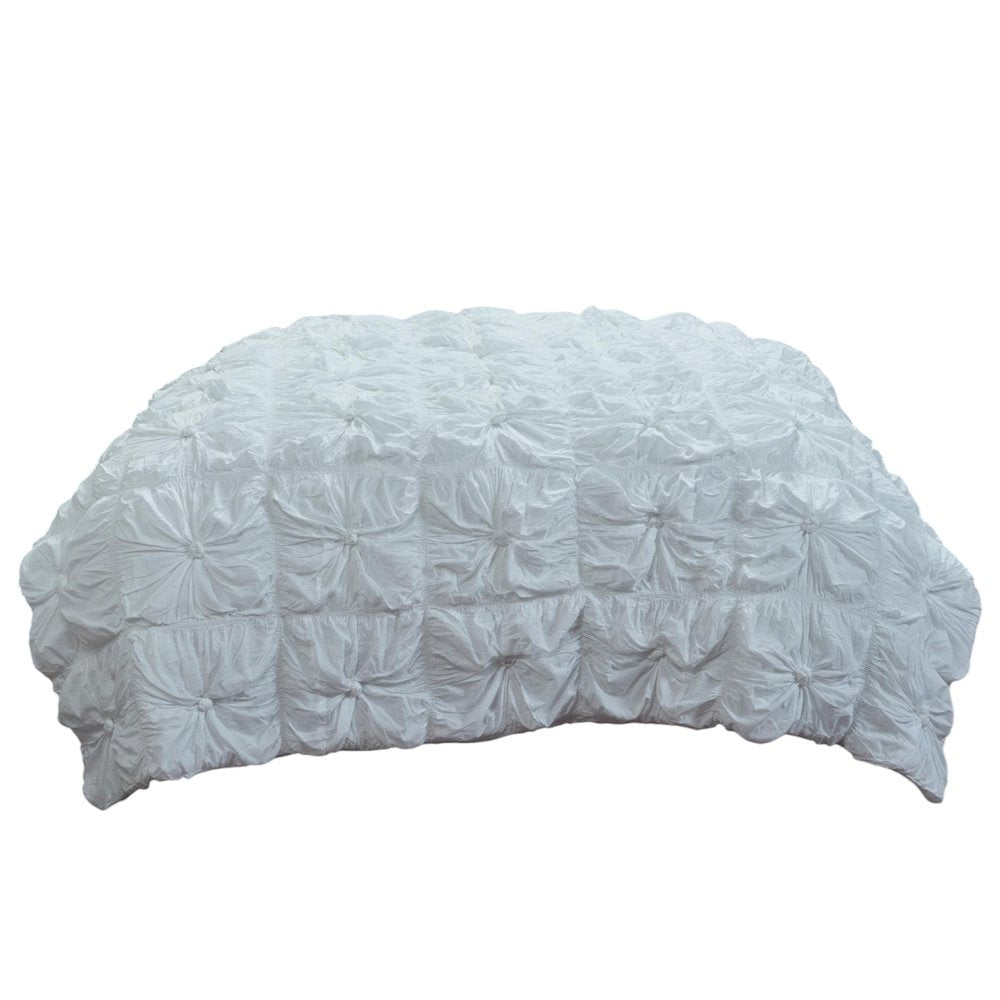 86" X 68" White Geometric Cotton Quilt — view 1