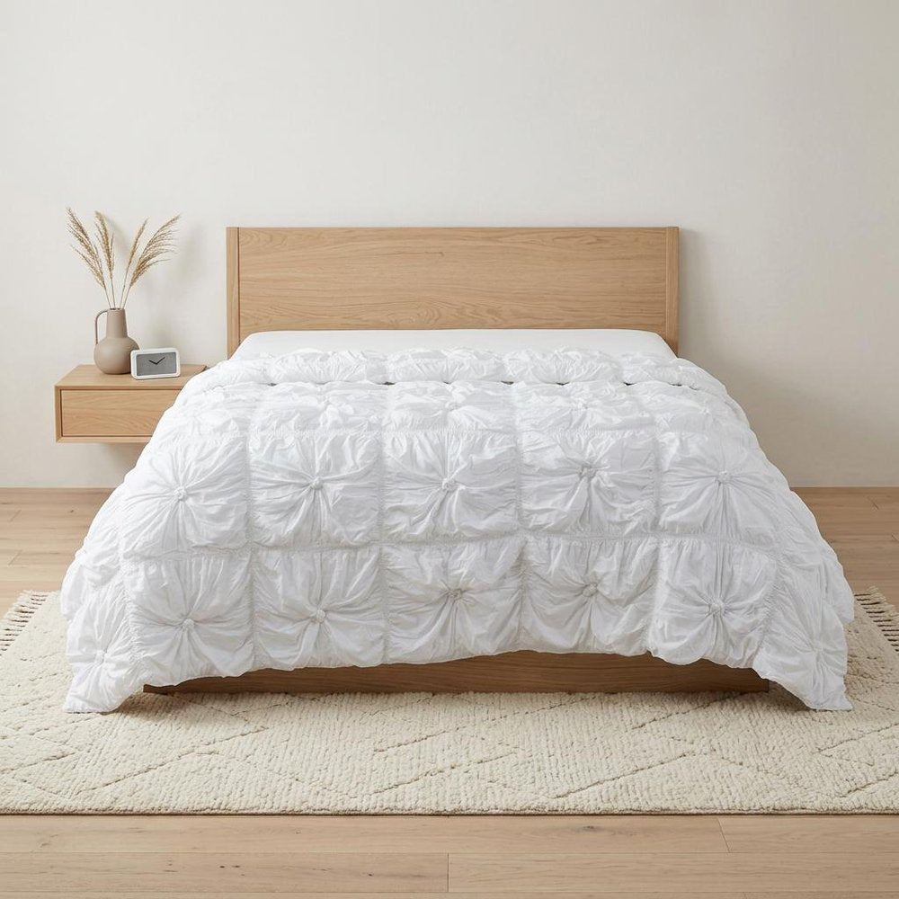 86" X 68" White Geometric Cotton Quilt — view 2
