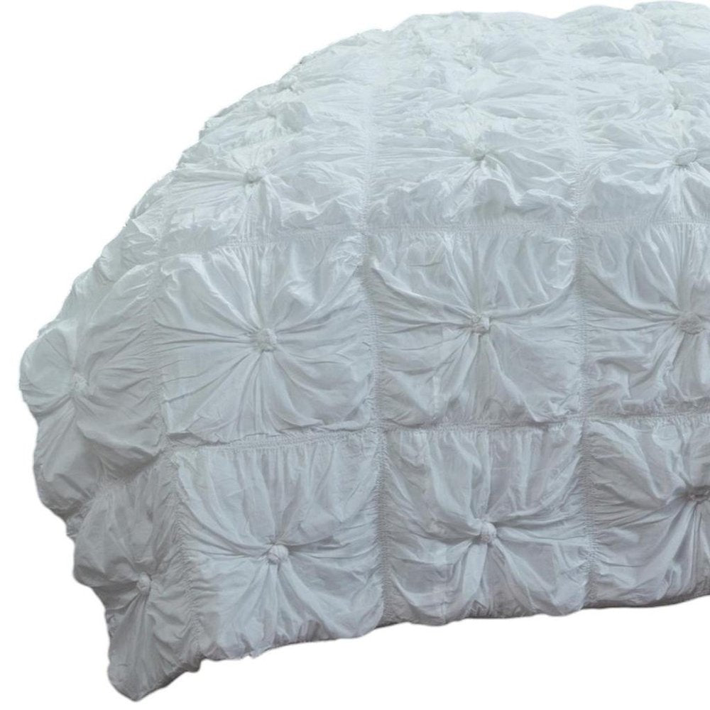 86" X 68" White Geometric Cotton Quilt — view 4