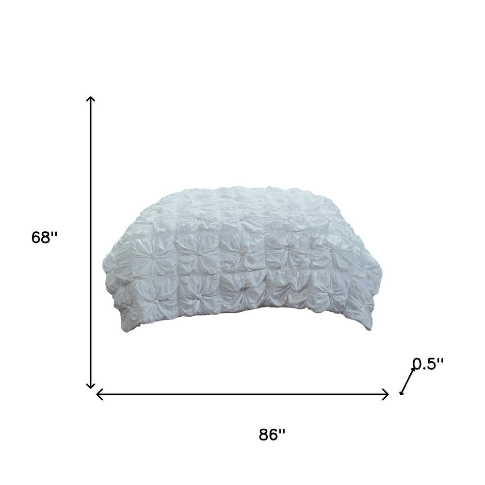 86" X 68" White Geometric Cotton Quilt — view 5