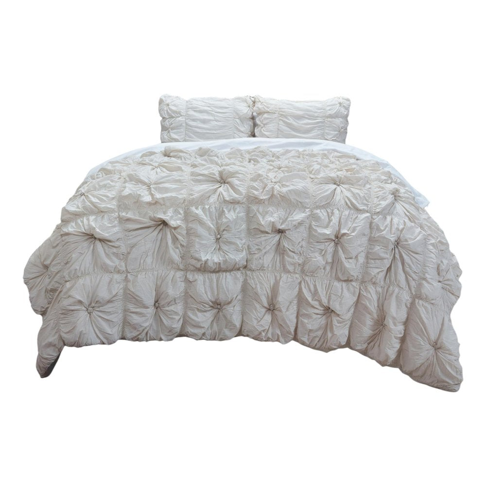 Natural Twin Cotton Blend Washable Polyester Down Alternative Comforter Set With Two Shams — view 2