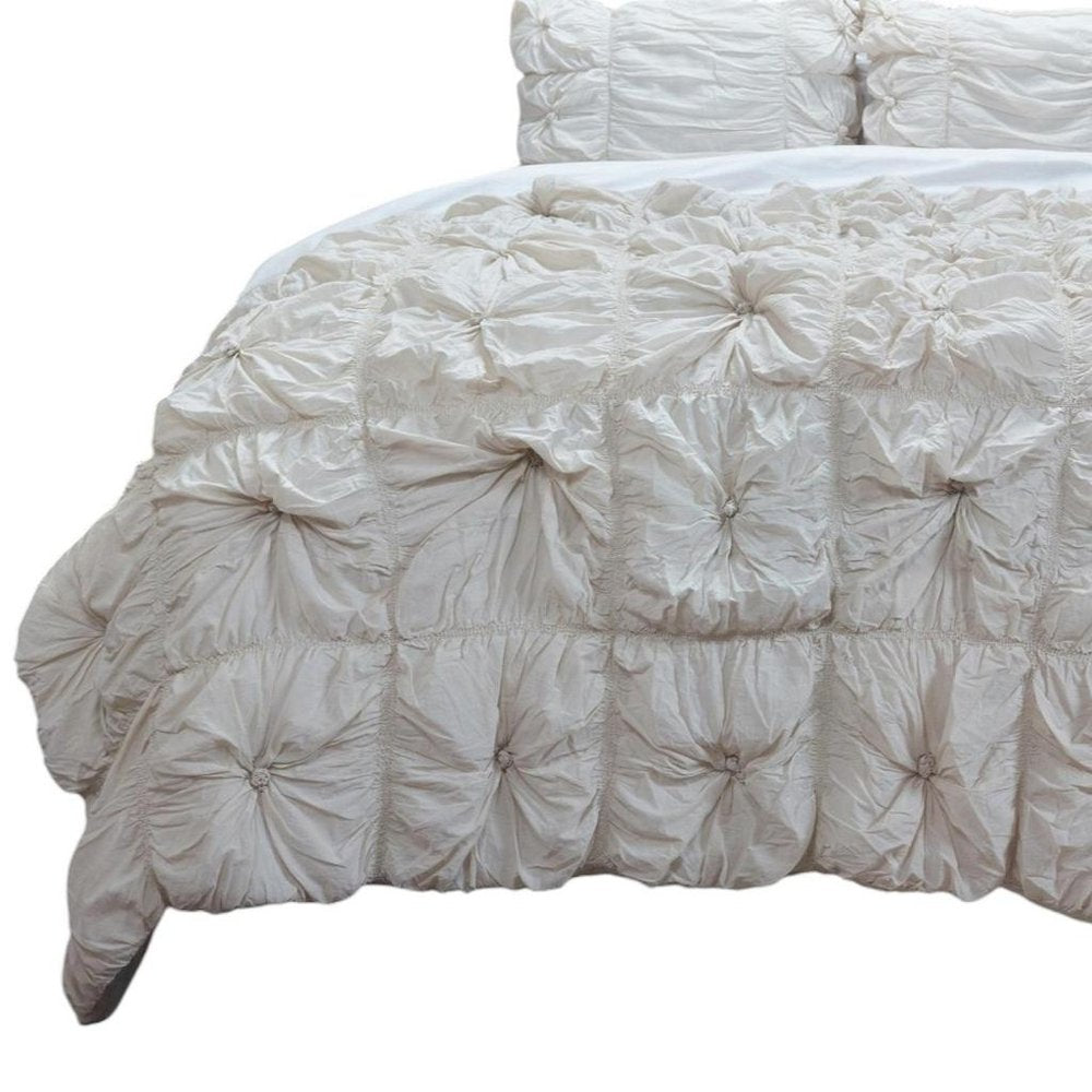 Natural Twin Cotton Blend Washable Polyester Down Alternative Comforter Set With Two Shams — view 4