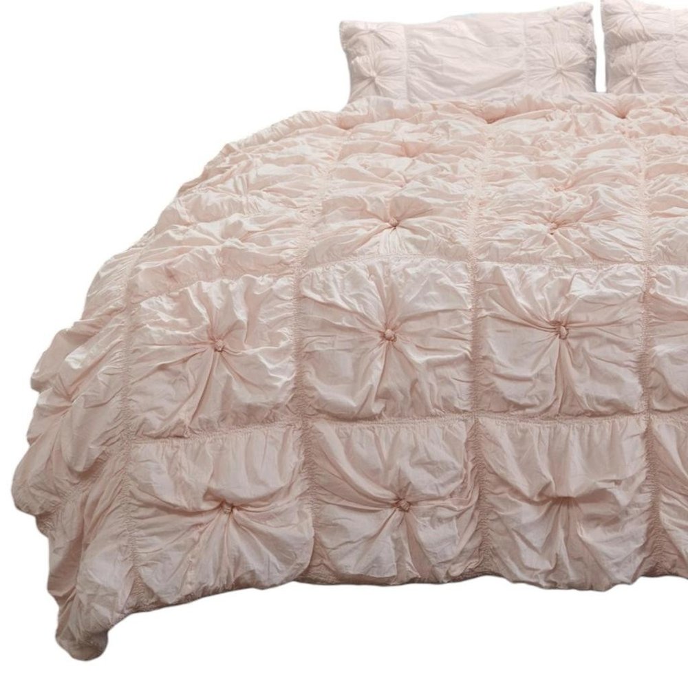 Pink Twin Cotton Blend Washable Polyester Down Alternative Comforter Set With Sham — view 3