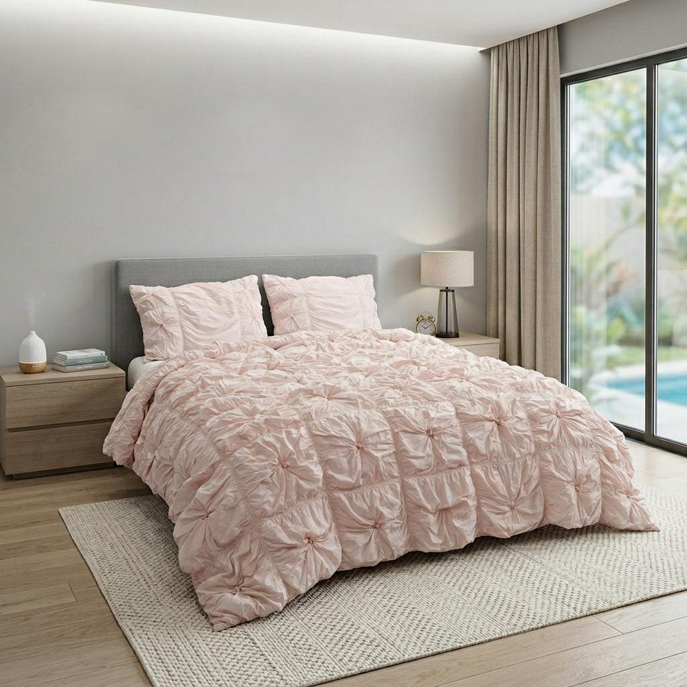 Pink Twin Cotton Blend Washable Polyester Down Alternative Comforter Set With Sham — view 4