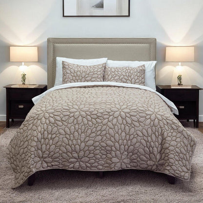Blush Floral Queen Quilt HomeRoots