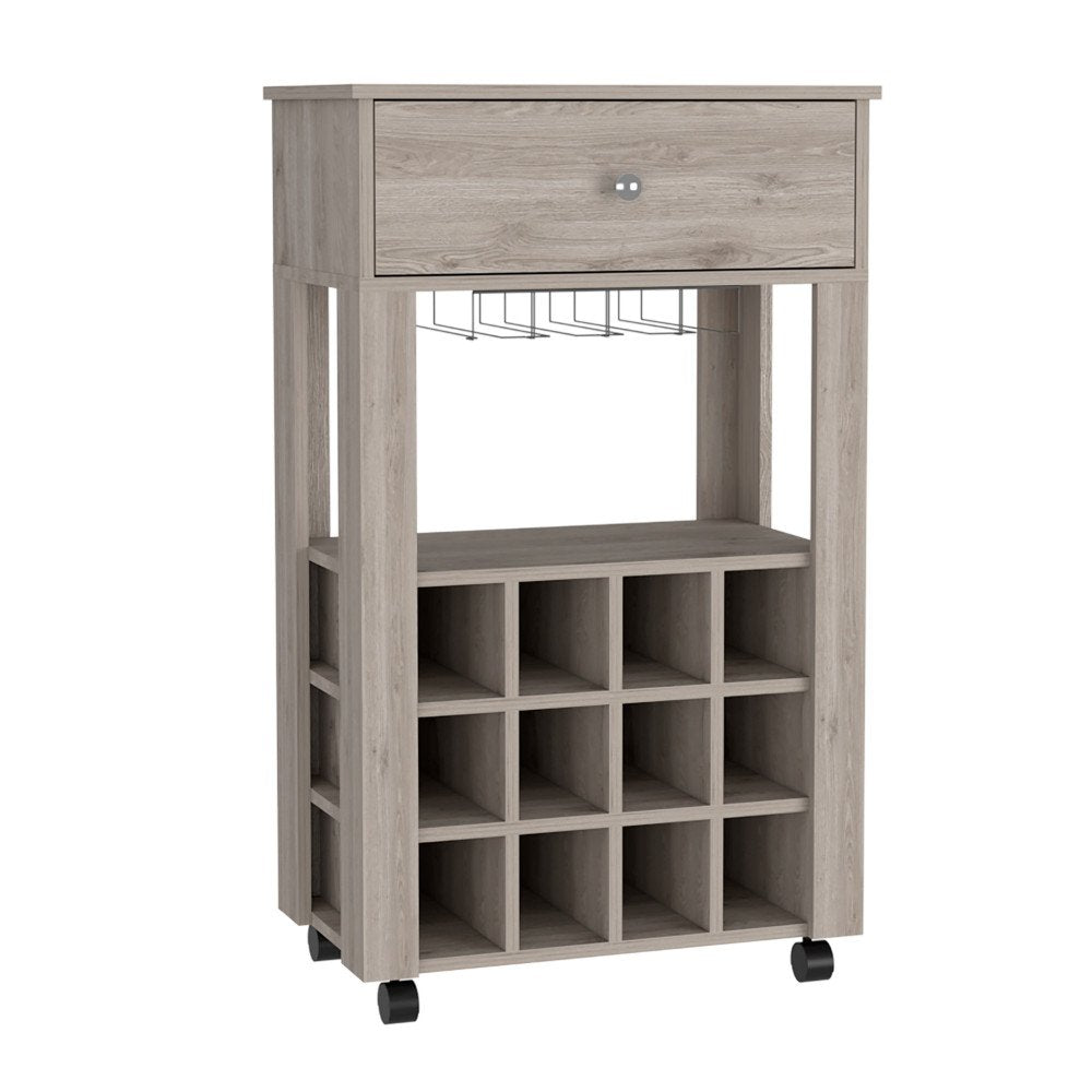 Light Gray Rolling Bar Cart With Wine Storage HomeRoots