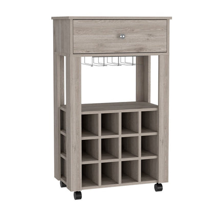 Light Gray Rolling Bar Cart With Wine Storage HomeRoots