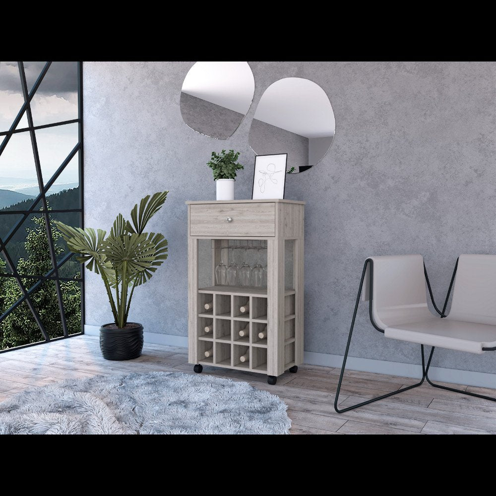 Light Gray Rolling Bar Cart With Wine Storage HomeRoots