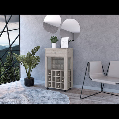 Light Gray Rolling Bar Cart With Wine Storage HomeRoots