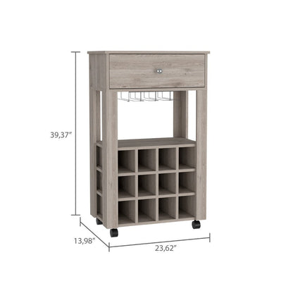 Light Gray Rolling Bar Cart With Wine Storage HomeRoots
