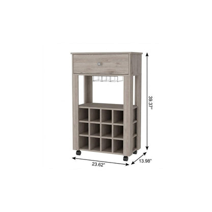 Light Gray Rolling Bar Cart With Wine Storage HomeRoots