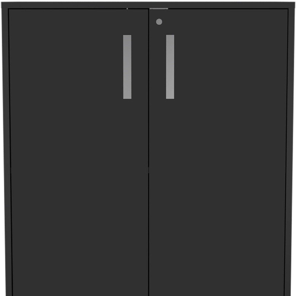 35" Black Wood Rolling Storage Cabinet With Two Doors HomeRoots